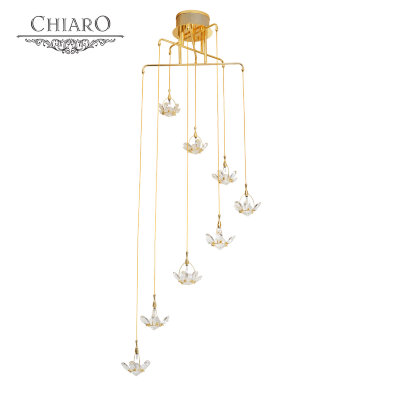Chiaro № 384015608 (Каскад 02) Каскад02 золото 8*20W G4 12 V люстра (пульт)